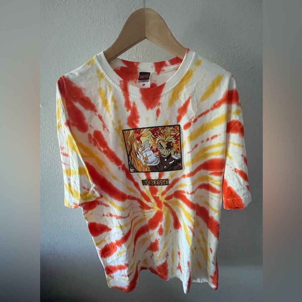 Demon Slayer Rengoku T-Shirt - Men’s Small - Tie-dye, Anime